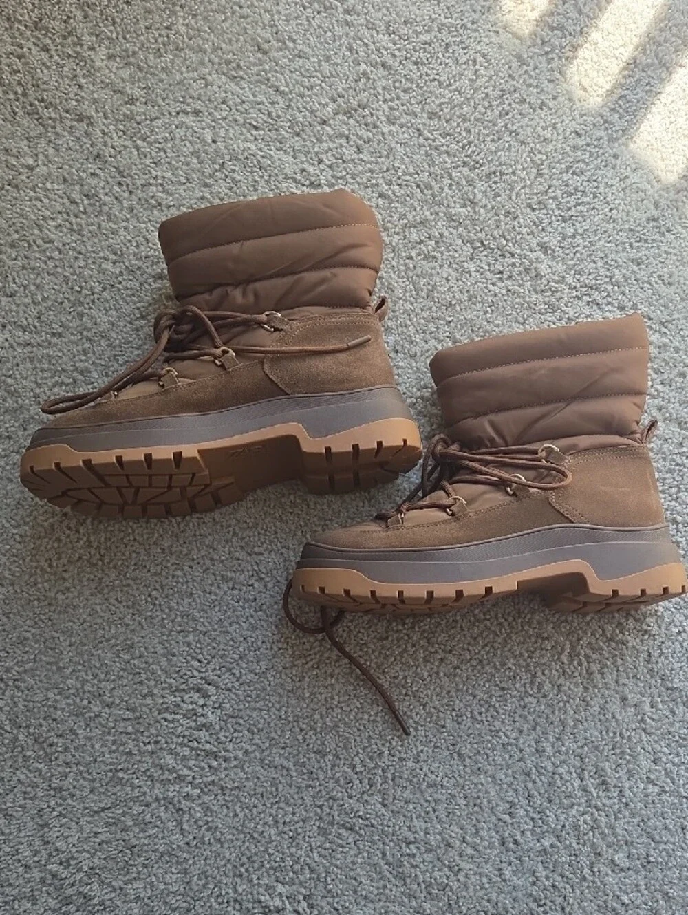 Zara  Brown Puffer Boots